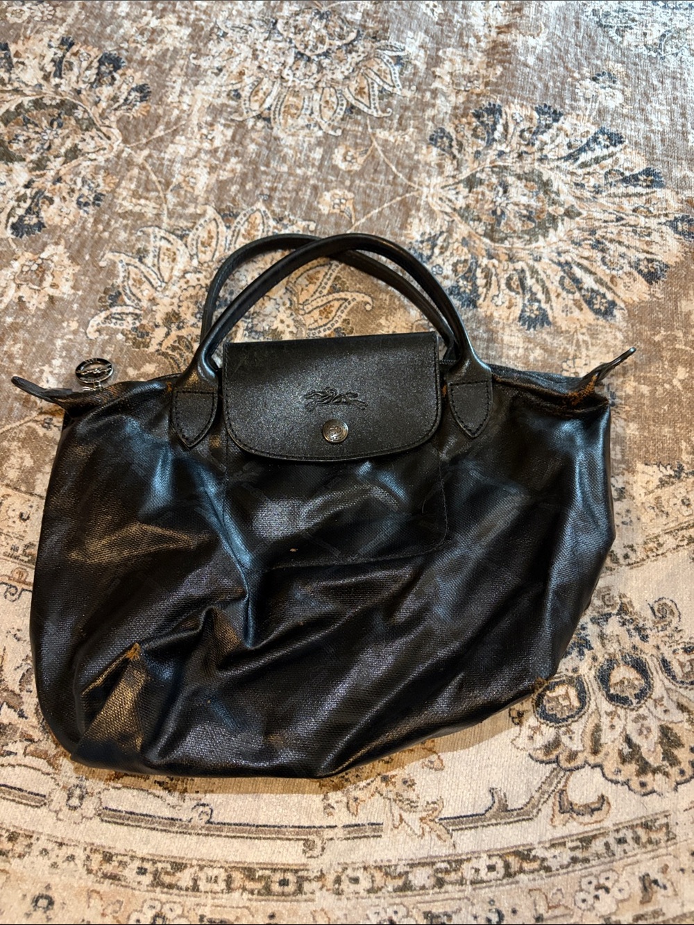 Longchamp Black Nylon Le Pliage Small Tote